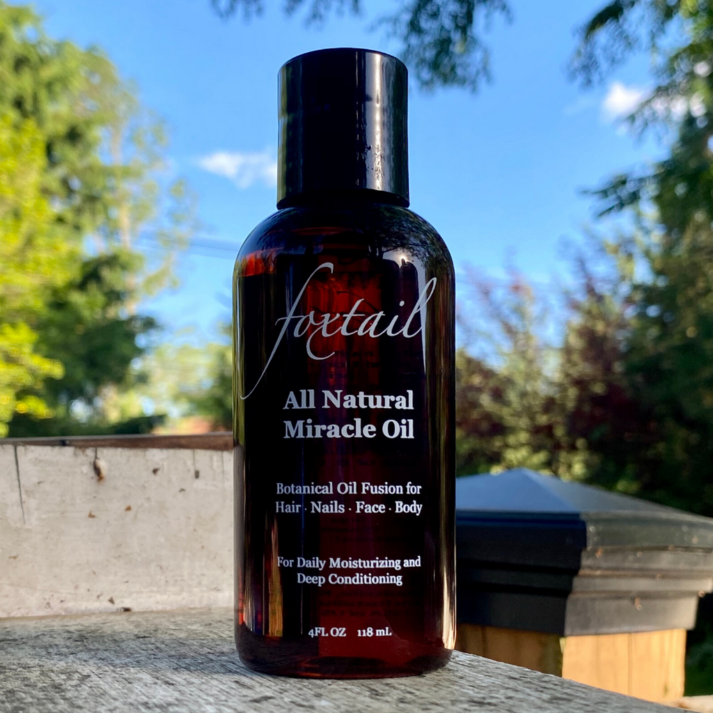 Foxtail All Natural Miracle Oil - Revitalizing Spearmint Sweet Almond Oil Blend - Daily Moisturizer & Deep Conditioning Treatment - 4 Fl Oz