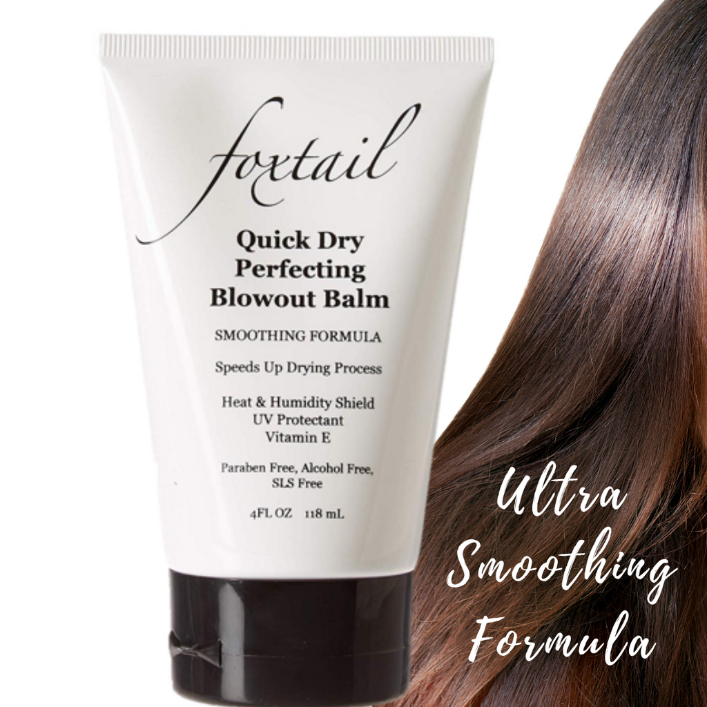 Foxtail Quick Dry Perfecting Blowout Balm - Smoothing Anti-Frizz Leave-In Hair Lotion - Heat Protection, UV Shield & Blow Dry Accelerator - 4 Fl Oz