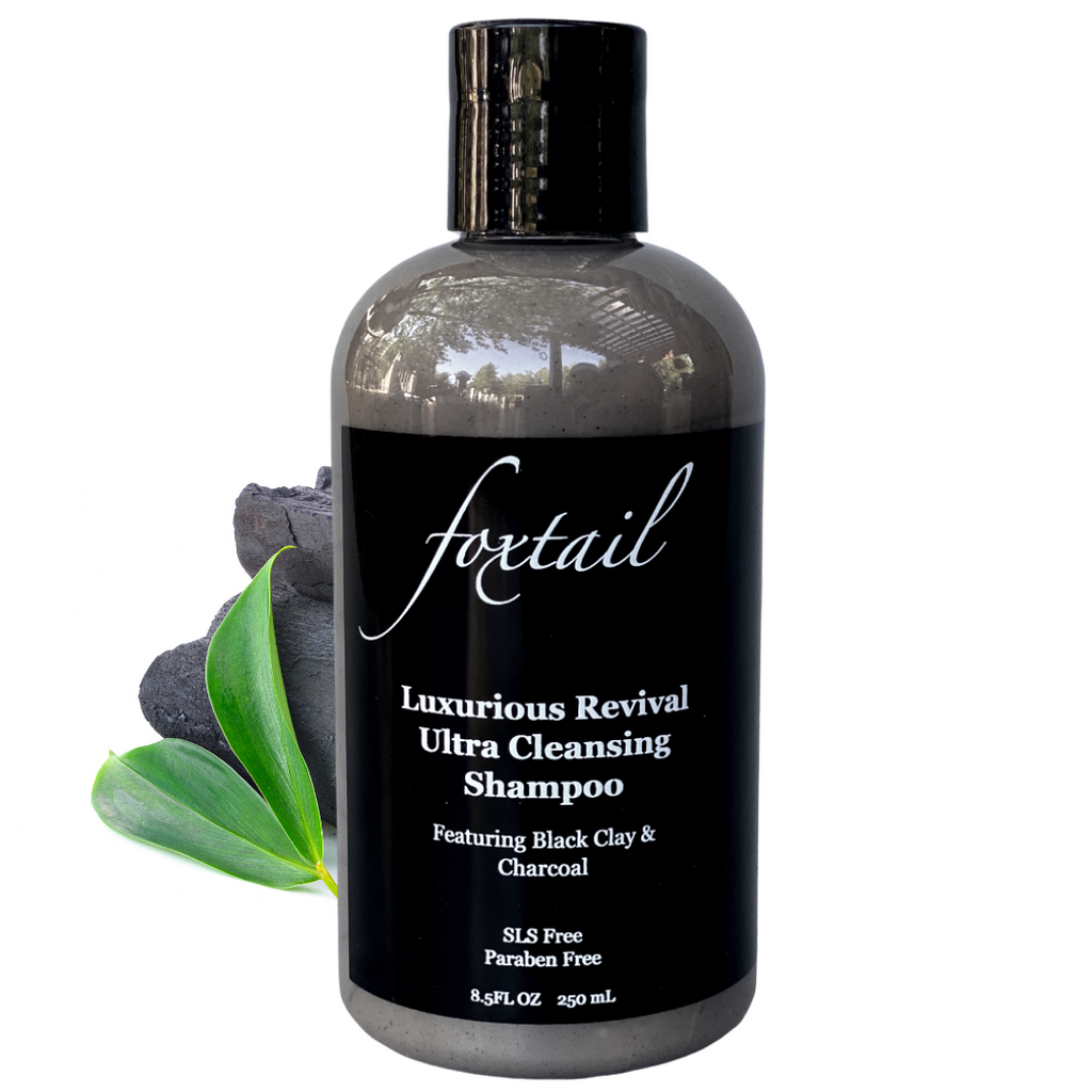 Foxtail Luxurious Revival Ultra Cleansing Shampoo - Gently Revitalize Hair & Scalp with Black Clay & Charcoal - SLS & Paraben Free - 8.5 Fl Oz