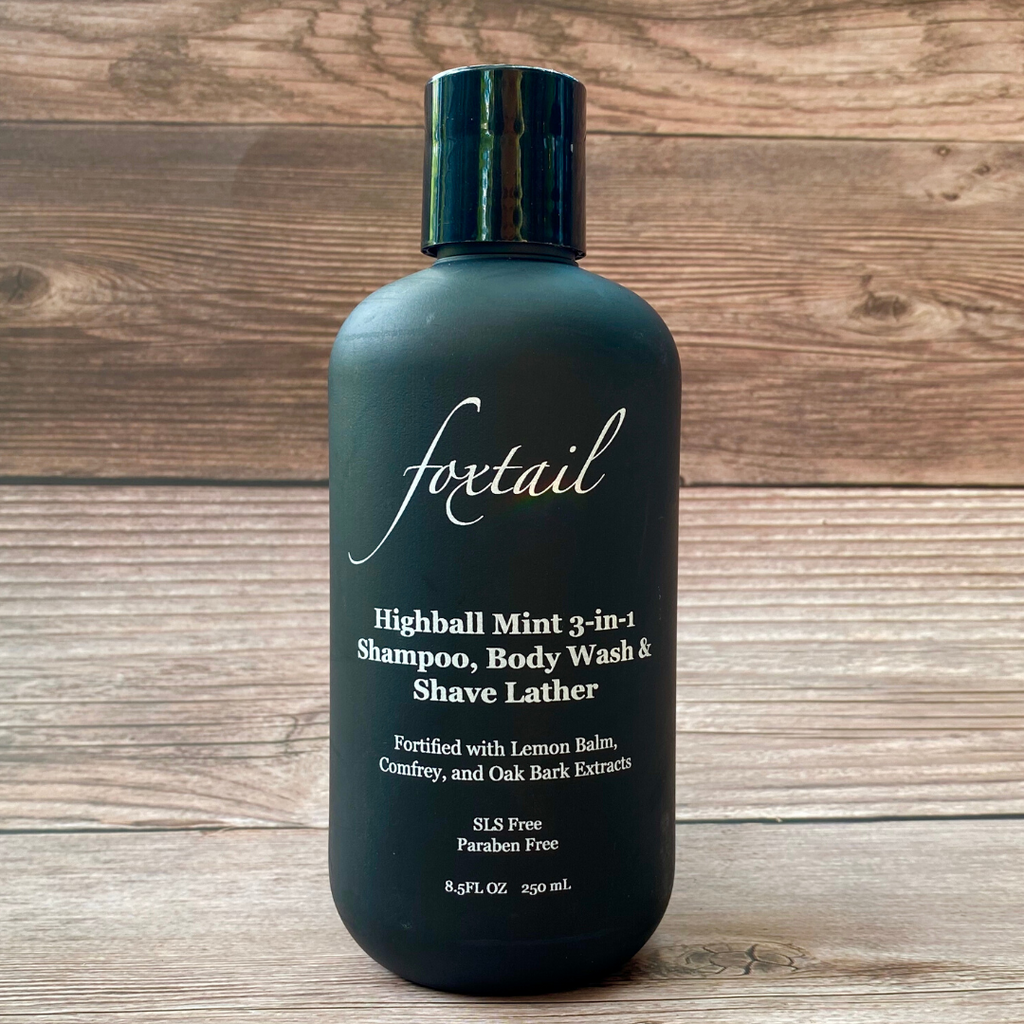 Foxtail Highball Mint 3-in-1 Shampoo, Body Wash & Shave Lather – Featuring Lemon Balm, Comfrey & Oak Bark Extracts – SLS & Paraben Free - 8.5 Fl Oz